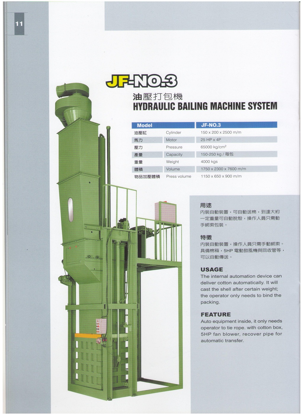 6.Hydraulic bailing machine system JF.No-3